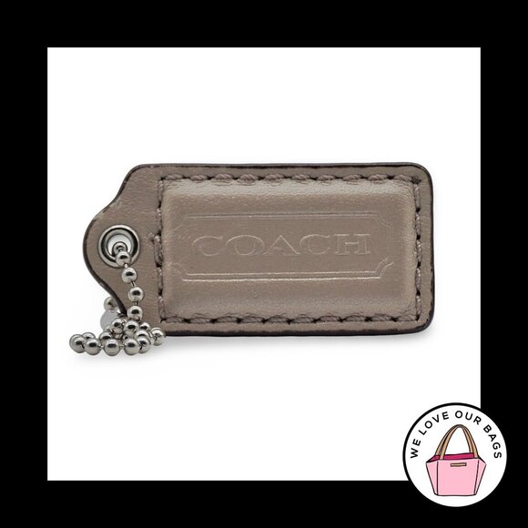 2" Medium COACH Beige Light Taupe Leather Nickel Fob Bag Charm Keychain Hang Tag - Picture 1 of 1